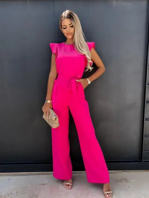 Cerys - Elegant jumpsuit with ruffles and belt