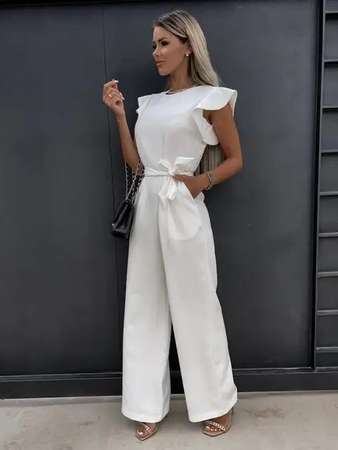 Cerys - Elegant jumpsuit with ruffles and belt