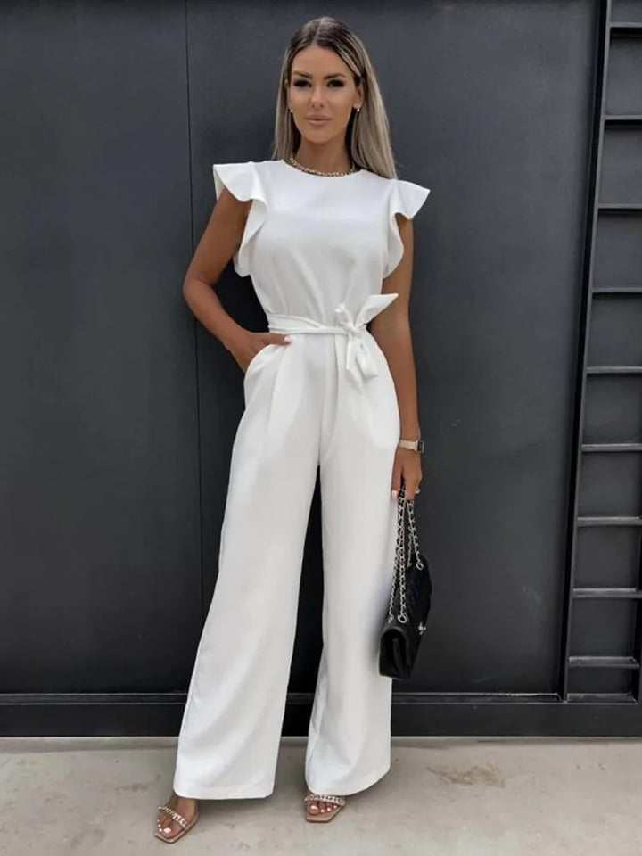 Cerys - Elegant jumpsuit with ruffles and belt