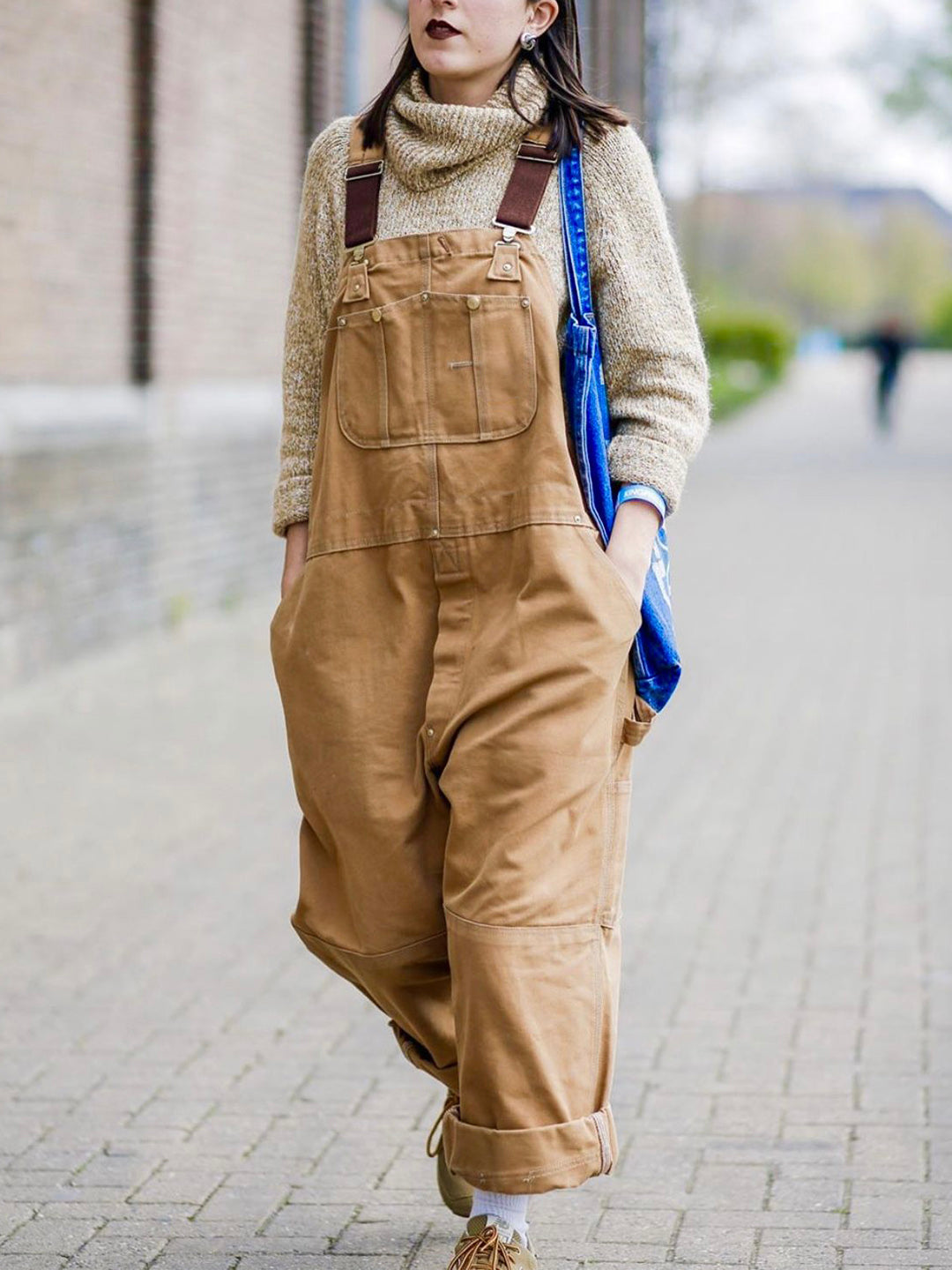 Leslie - Women's canvas dungarees with a relaxed fit