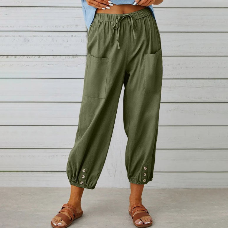 ADELLA - Pants with wide pant legs