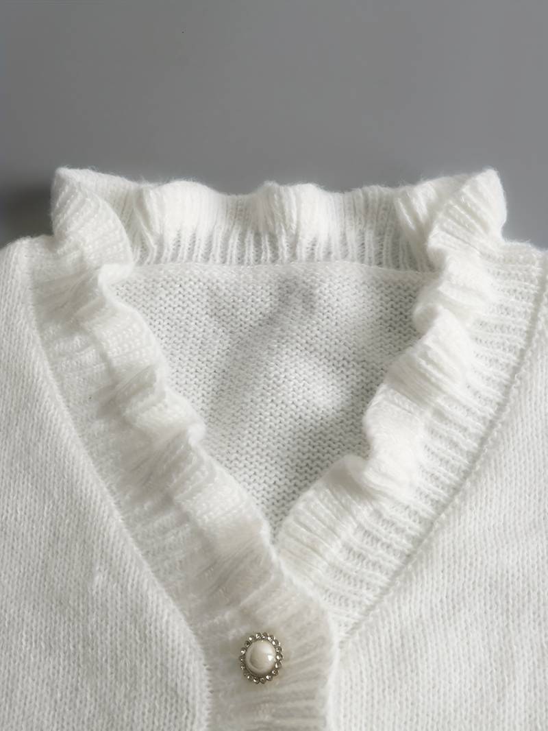 Maris | Plain sweater with V-neck and button